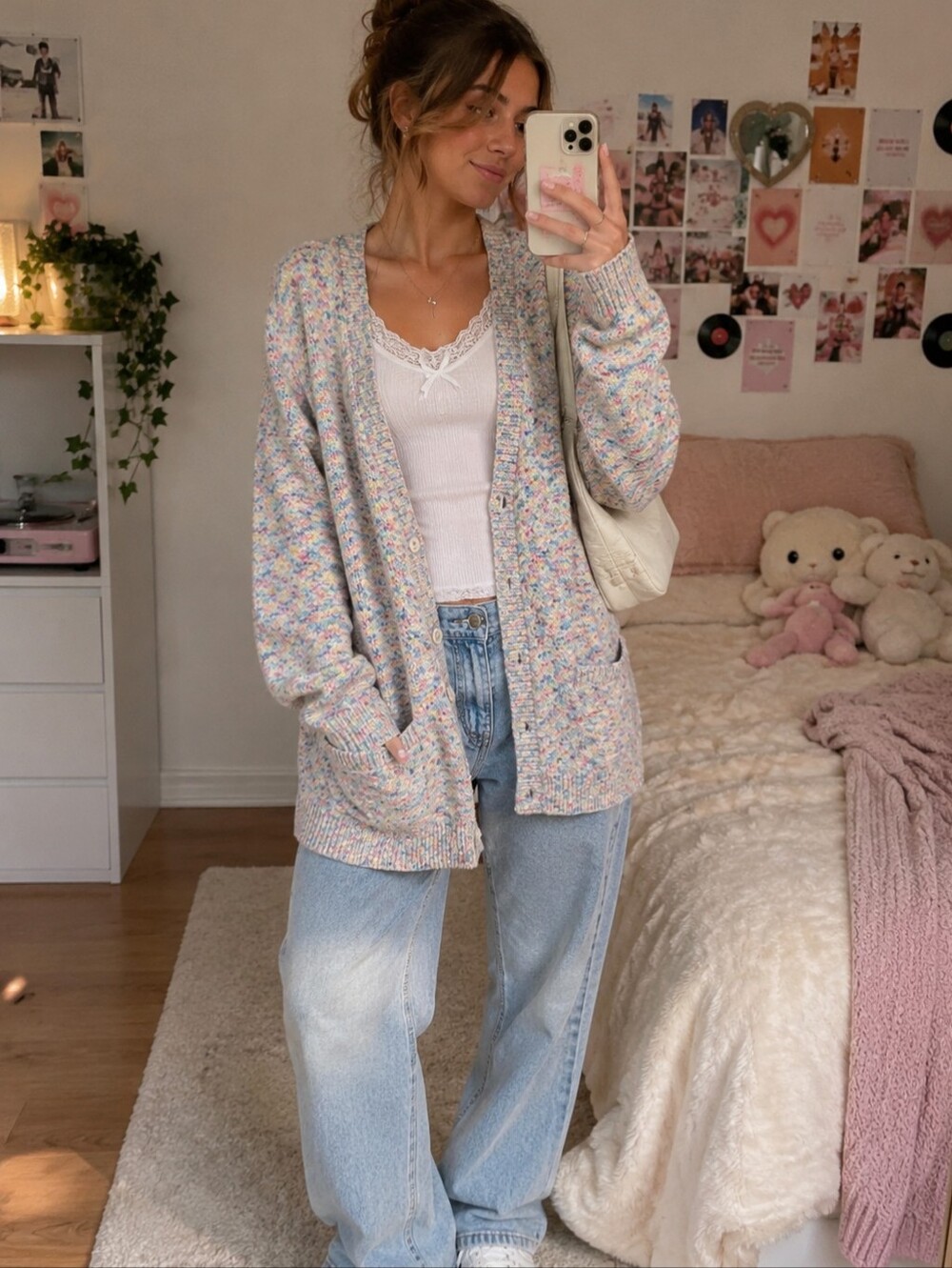 Vans Chunky Knit Multicolor Cardigan Small Button Down